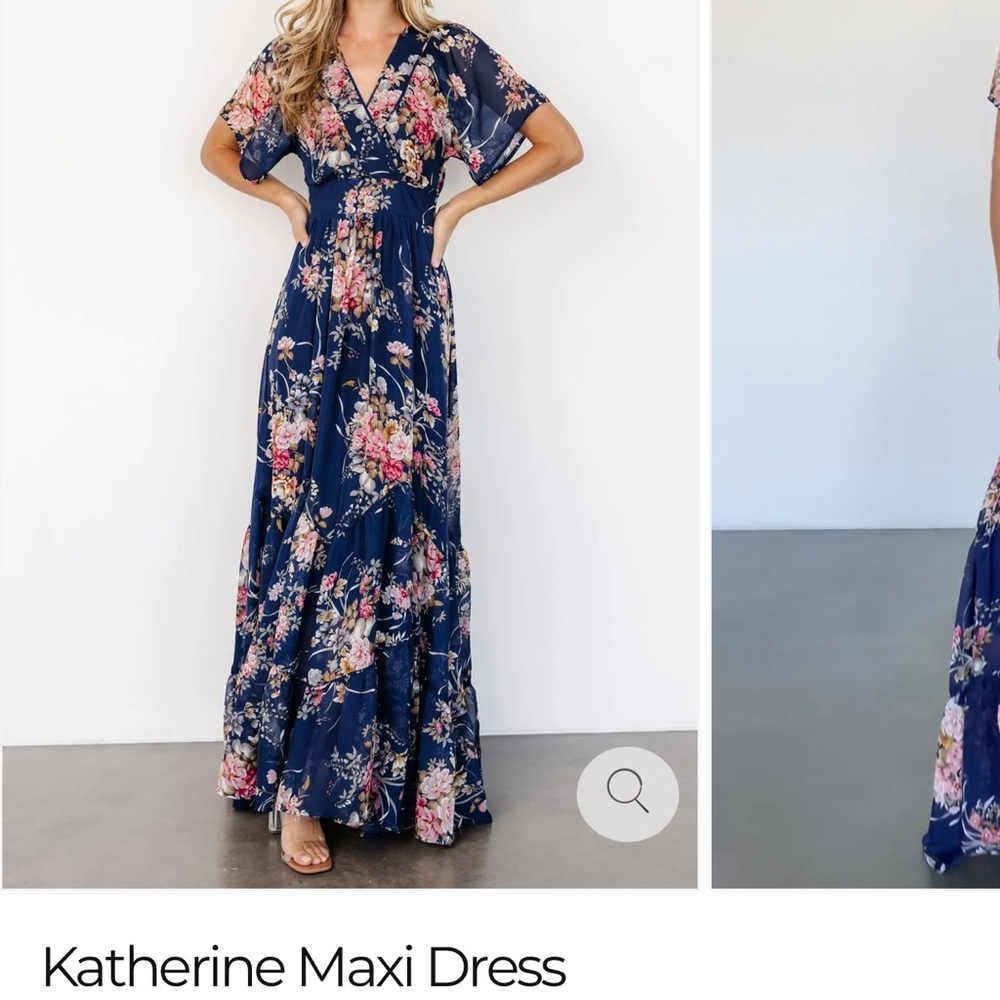 Baltic Born Floral Maxi Dress in Navy and Pink